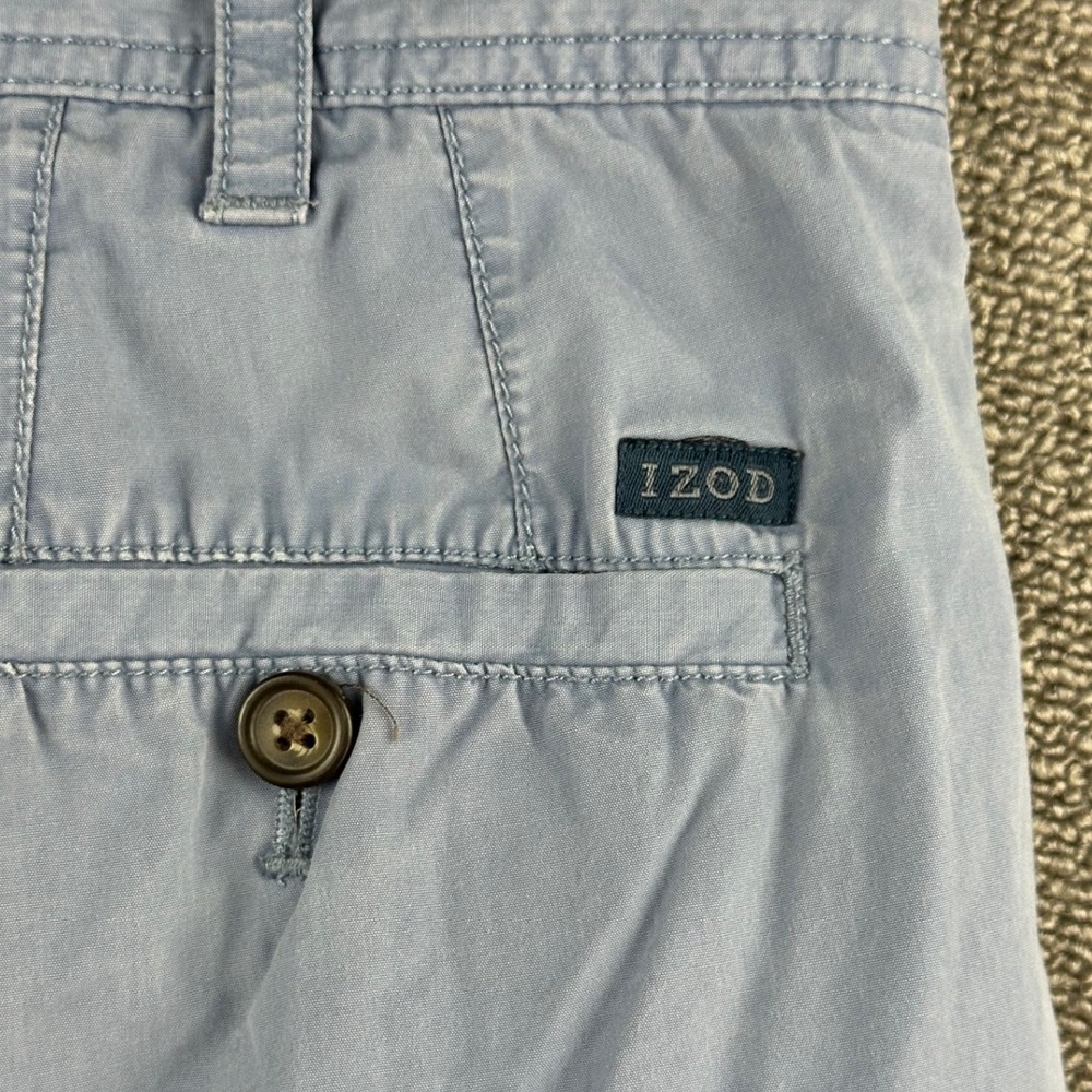 IZOD Saltwater Shorts Men 34 Blue 100% Cotton Chino Flat Front Pockets‎ Summer - Picture 6 of 9